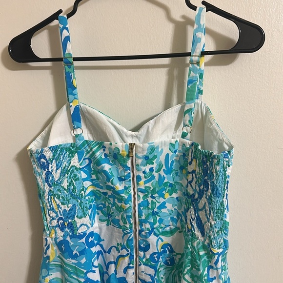 EUC LILLY PULITZER Willow Sundress-Blue Green White-Padded-Fully Lined - Picture 3 of 6